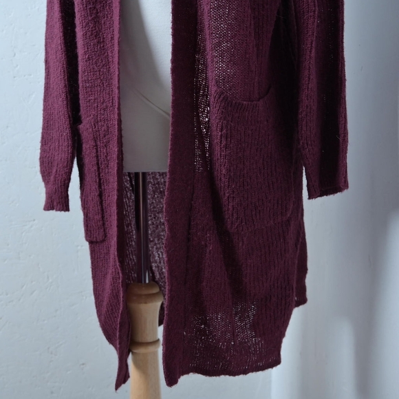 Gentle Fawn | Burgundy red long knit cardigan sweater - Picture 4 of 11